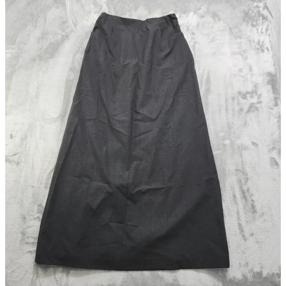 NEW Soft Surroundings Skirt Size M TALL Black Wool A-Line Maxi Stretch Pockets